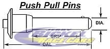 Push Pull Pins Button Head 3/8" Diameter, 4.400 Grip, Overall Length 5.865"